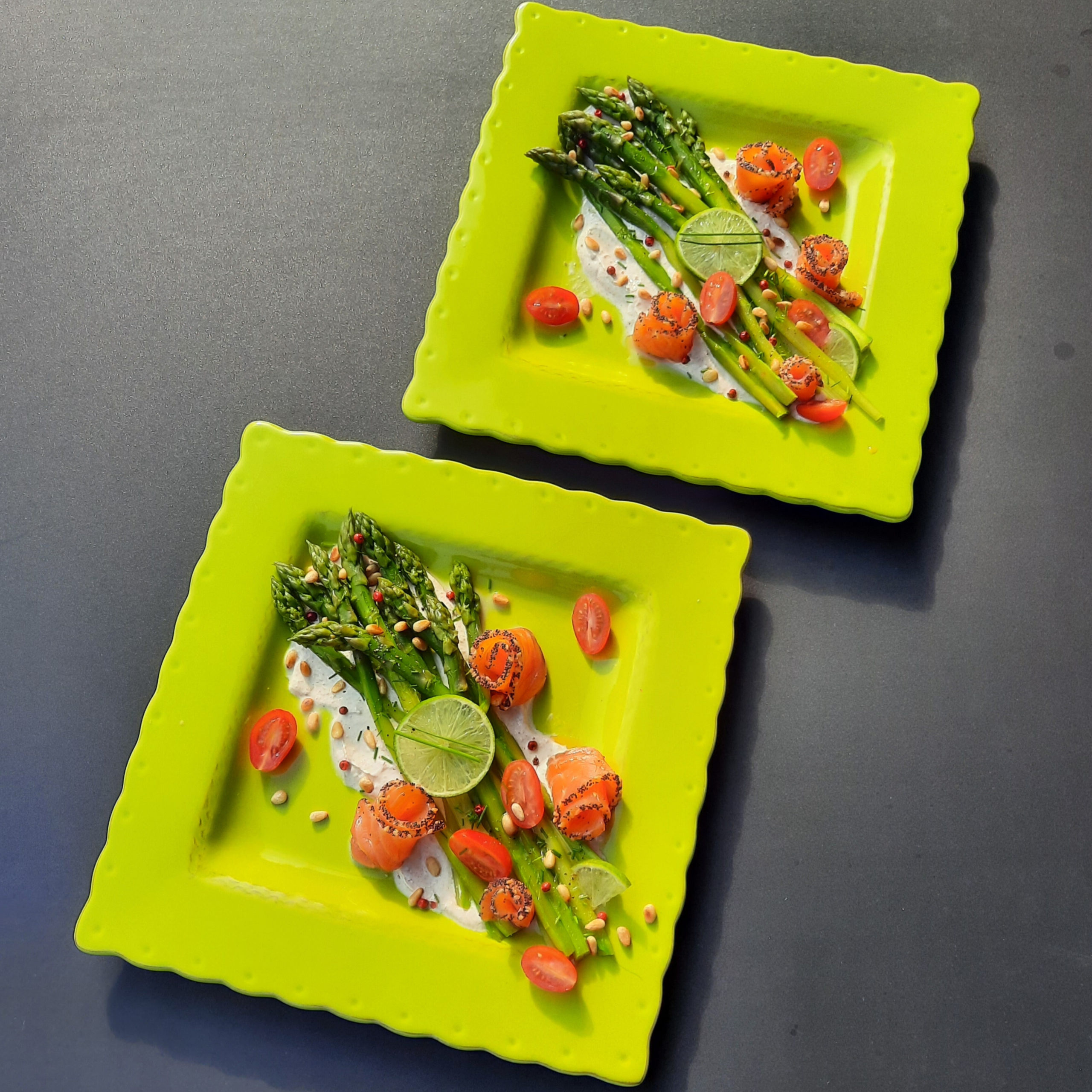 Salade asperges vertes saumon fumé
